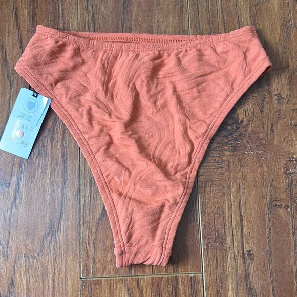 NWT Shade & Shore XS (0-2) Orange High Waist High Leg Extra Cheeky Bikini Bottom - Picture 4 of 6